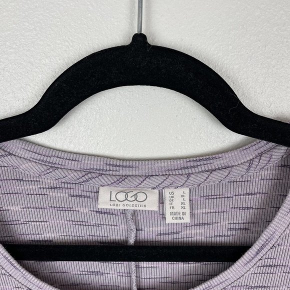 LOGO By Lori Goldstein Purple Short Sleeve Tunic Top Women's Size L Pockets - Picture 4 of 6
